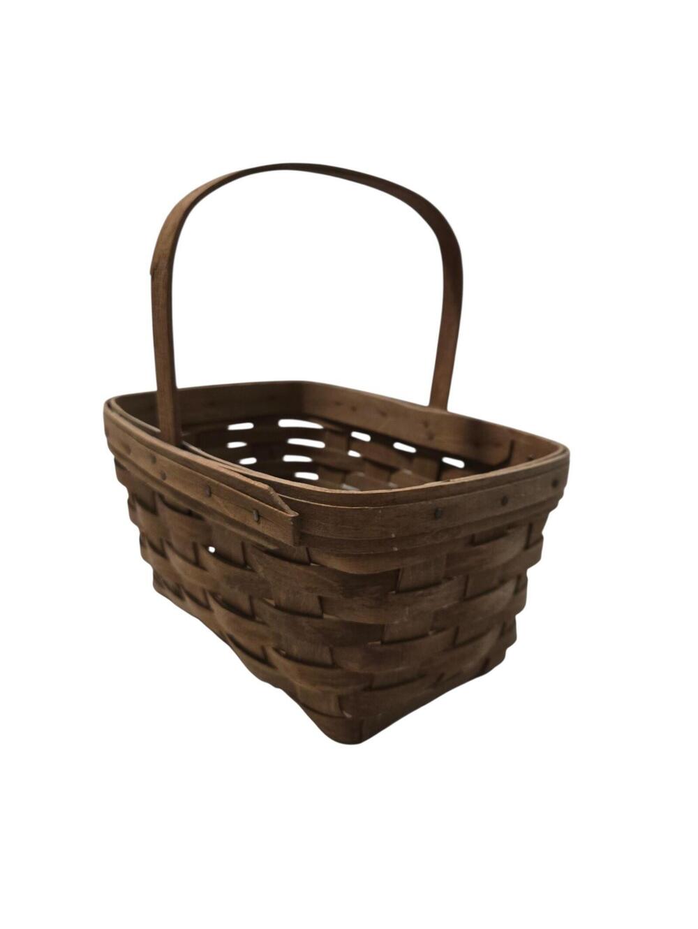 Vintage 1985 Longaberger Handwoven Medium Market Basket Signed EKS Dated, EUC